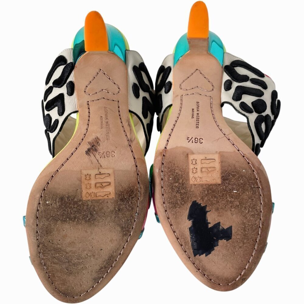 Sophia Webster Dionne Multicolor Leopard Print Heels Sandals - Picture 12 of 13